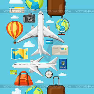 Travel seamless pattern. Traveling background with - vector clip art