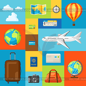 Travel concept . Traveling background with tourist - vector clipart