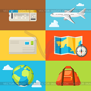 Travel concept . Traveling background with tourist - vector image