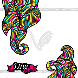 Background with curls and waves. Abstract outline - vector clip art