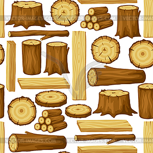 Seamless pattern with wood logs, trunks and - royalty-free vector image