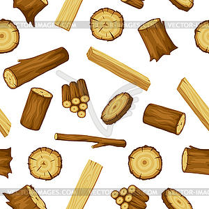 Seamless pattern with wood logs, trunks and - vector clip art