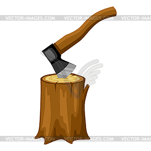 Axe and wood stump. for forestry and lumber industry - vector image