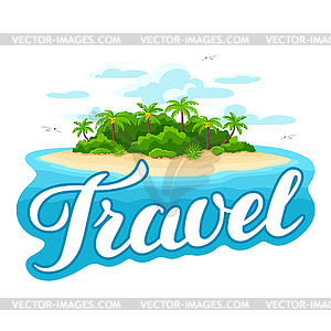 Tropical island in ocean. Landscape with ocean and - vector clip art