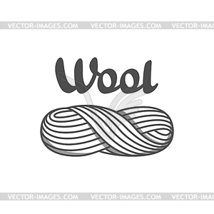 Wool emblem with with skein of yarn. Label for , - vector clipart