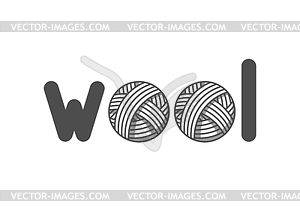 Wool emblem with with balls of yarn. Label for , - vector image