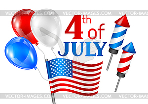 Fourth of July Independence Day greeting card. - vector clipart