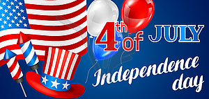 Fourth of July Independence Day banner. American - vector clipart