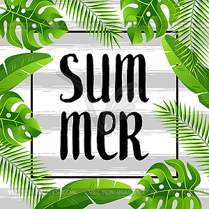 Background with tropical palm leaves. Exotic - vector clip art