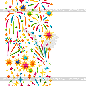 Seamless pattern with bright colorful fireworks - vector EPS clipart