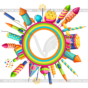 Background with colorful fireworks. Different - vector clip art