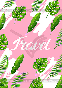 Background with tropical palm leaves. Exotic - vector clipart