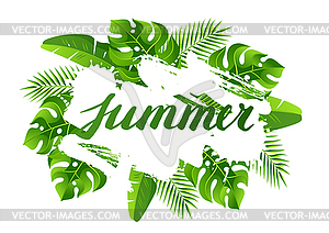 Background with tropical palm leaves. Exotic - color vector clipart