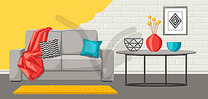 Interior living room. Furniture and home decor - vector image