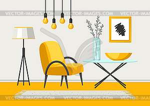 Interior living room. Furniture and home decor - vector image