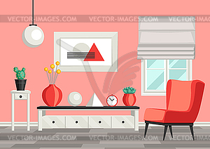 Interior living room. Furniture and home decor - vector clipart
