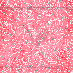 Wedding seamless pattern background with roses and - vector clip art