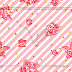 Wedding seamless pattern background with roses and - vector clip art