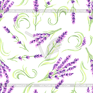 Lavender flowers seamless pattern. Watercolor - vector image