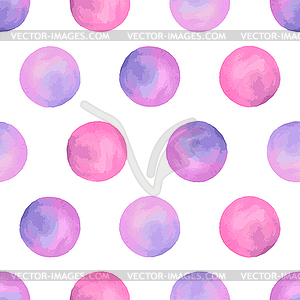 Aquarelle violet seamless pattern with circles - vector clipart