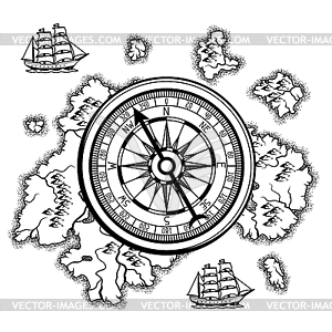 Background with old nautical map - royalty-free vector image