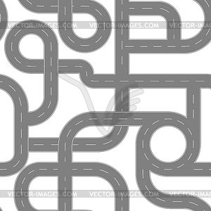 Seamless pattern top view of roads - vector clip art