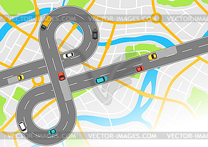 Banner with top view of road - vector EPS clipart