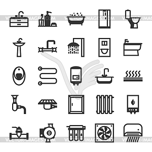 Plumbing icon set - vector image