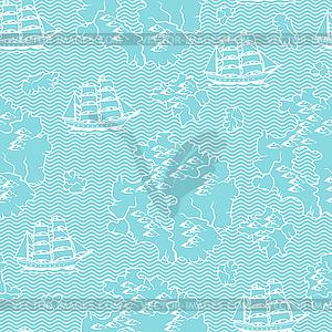 Seamless pattern with old nautical map - royalty-free vector clipart