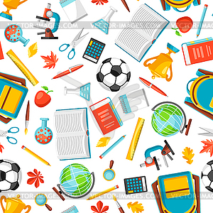 School seamless pattern with education items - vector clipart / vector image