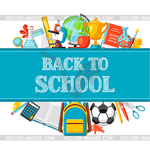 Back to school background with education items - vector clipart