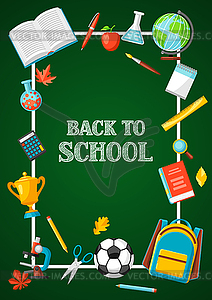 Back to school background with education items - color vector clipart