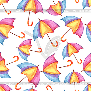 Aquarelle seamless pattern with umbrellas - vector image