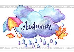 Aquarelle background with autumn elements - vector clipart / vector image