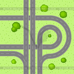 Top view of road junction - vector clipart