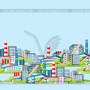 Промышленный завод бесшовные модели - рисунок в векторном формате
