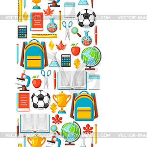 School seamless pattern with education items - vector clipart