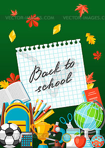 Back to school background with education items - vector clip art