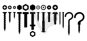 Set of bolts nuts nails - vector image