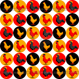 Seamless pattern with variety chickens - vector clip art