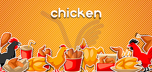 Fast food fried chicken meat - vector image