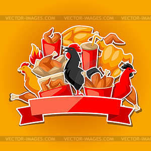 Fast food fried chicken meat - stock vector clipart