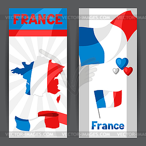 Banners with map and flag of France - royalty-free vector image