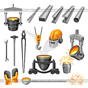 Metallurgical symbols set - vector clip art