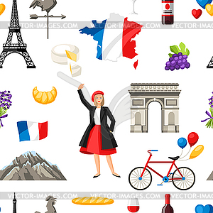 France seamless pattern - vector image