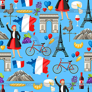 France seamless pattern - vector image