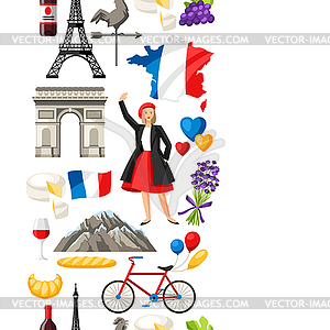 France seamless pattern - vector clip art