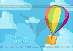 Hot air balloon with delivery box - vector clipart