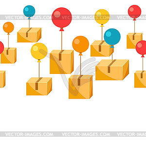 Balloons with delivery boxes - vector clipart