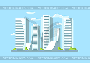 City skyscrapers background in blue colors - vector image